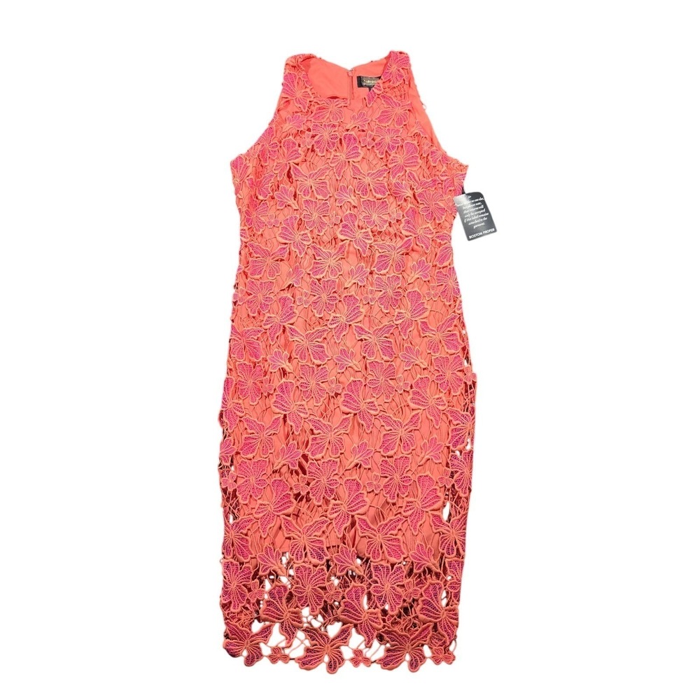 NWT Alexia Admor Reese Floral Lace Halter Dress Coral Pink Orange Size 6
